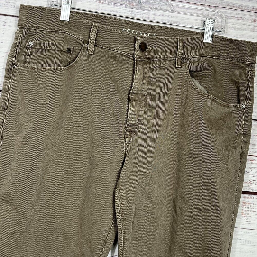 Mott & Bow Jeans Mens 36x30 Brown Mercer Denim Cotton Stretch 5 Pocket Slim Fit
